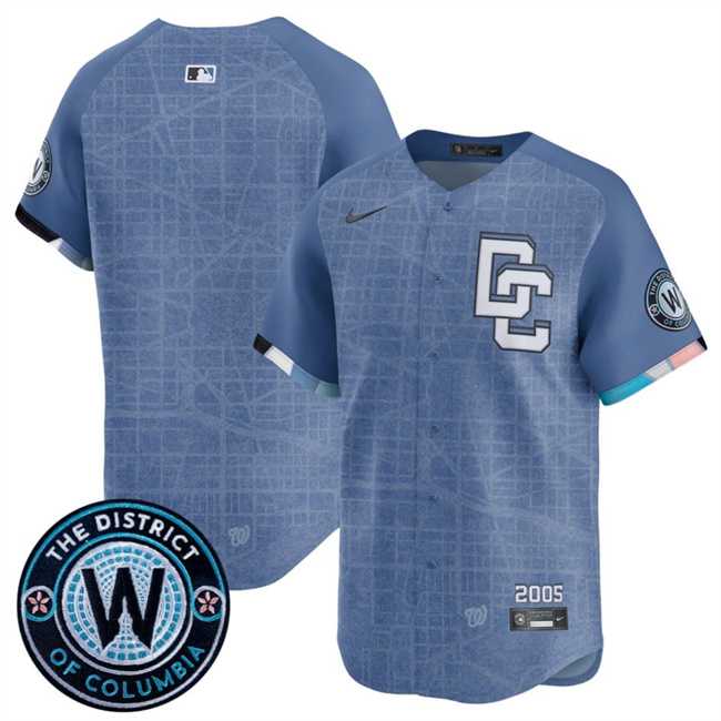 Men%27s Washington Nationals Blank Blue 2025 City Connect Limited Stitched Jersey Dzhi